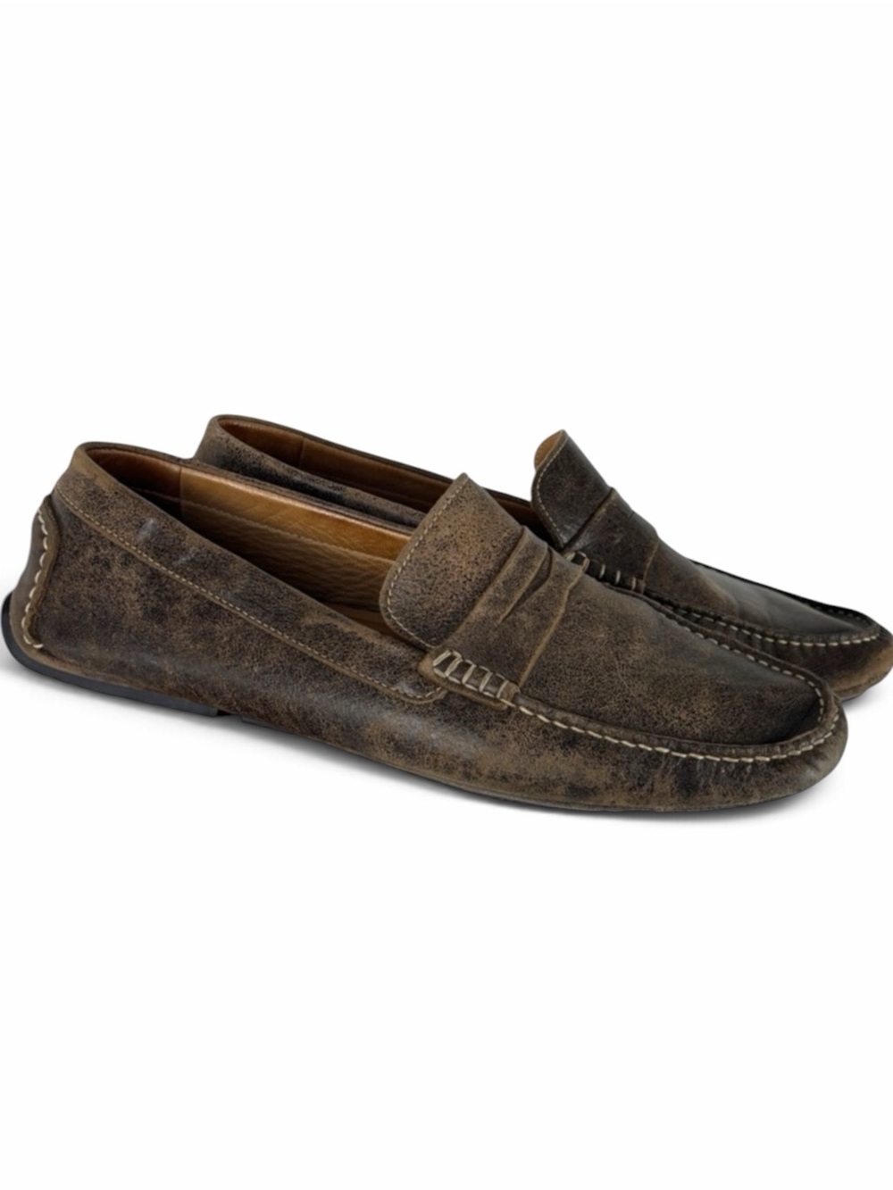 Flag Ltd Napa Glove Leather Driving Loafers Brown Slip On Moc Toe 10.5